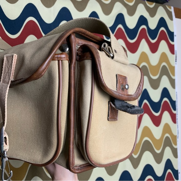 Vintage Canvas Bag with Leather Trim GUC - Picture 8 of 10